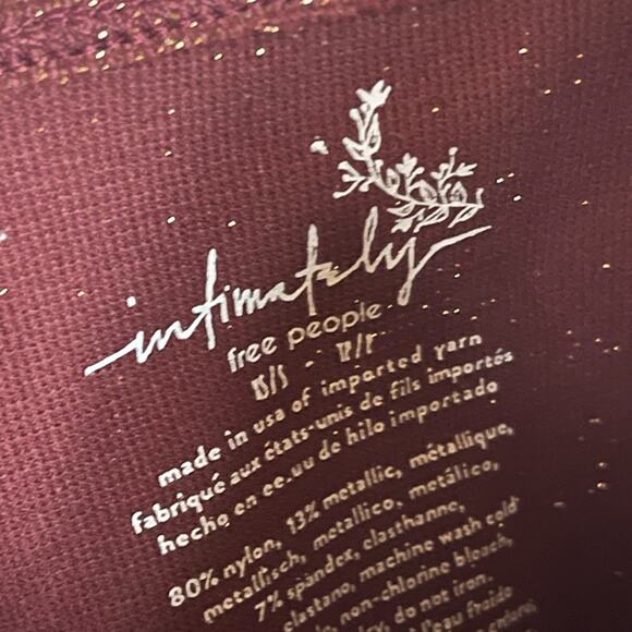 Intimately Free People Skinny Strap Seamless Sparkle Brami in Maroon Size XS/S - Picture 7 of 7